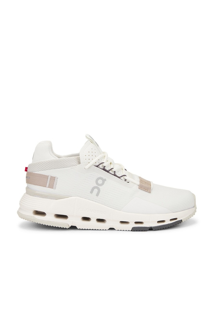 On Cloudnova 2 Sneaker in Ice & Sand mesh lace-up
